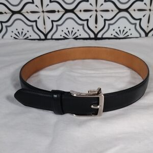 Chaps Boy's Black Leather Ratchet Belt With Silver Buckle Size M 26-28 Like New